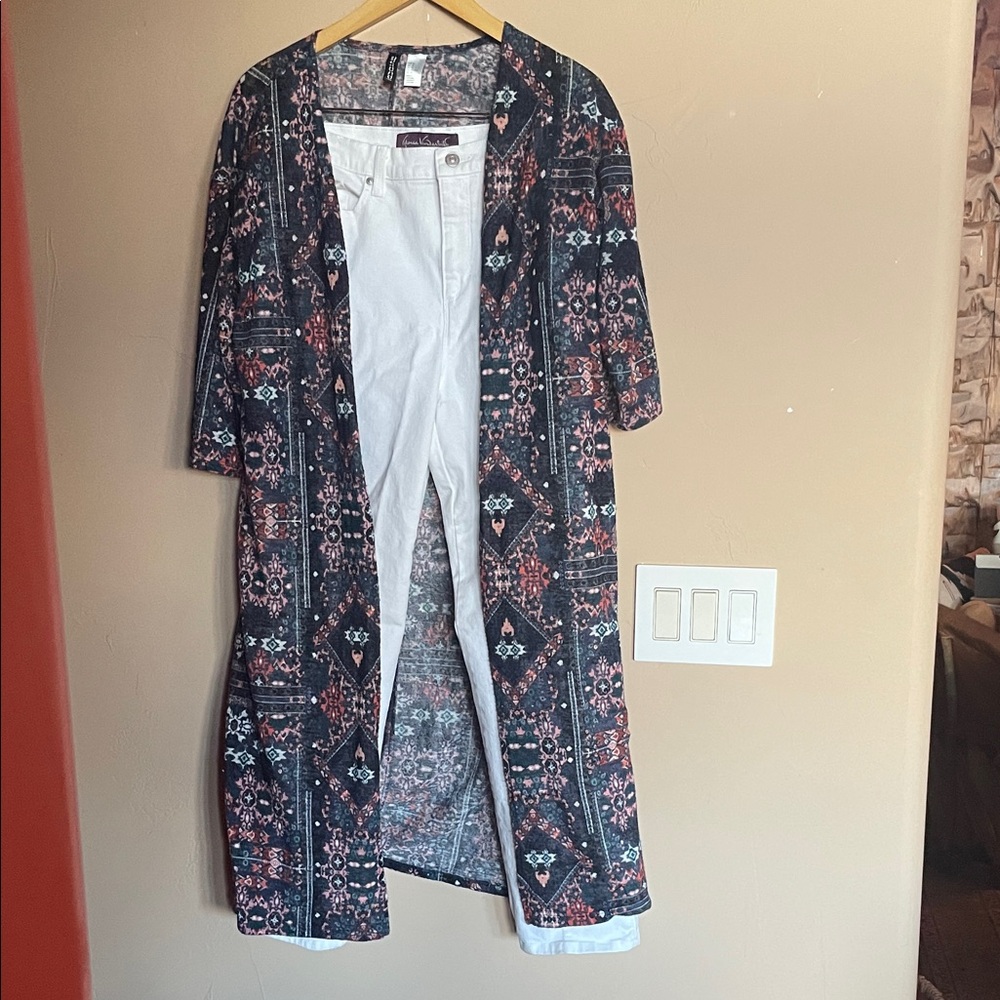 H&M Devoted whimsical, country, festival Patterned Knit duster Sz M